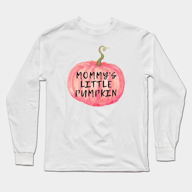 Watercolor Mommy's little pumpkin Long Sleeve T-Shirt by Mplanet